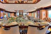 MEIRA yacht charter: Meira main deck salon formal dining looking aft