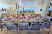 MEIRA yacht charter: Meira top deck dining area