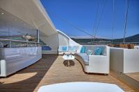 MEIRA yacht charter: Meira top deck seating area looking starboard