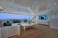 MEIRA yacht charter: Meira top deck seating area looking forward